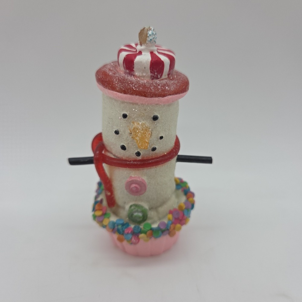 SCF S'more Snowman Ornament Cupcake Mint Candy 3.75" Tall